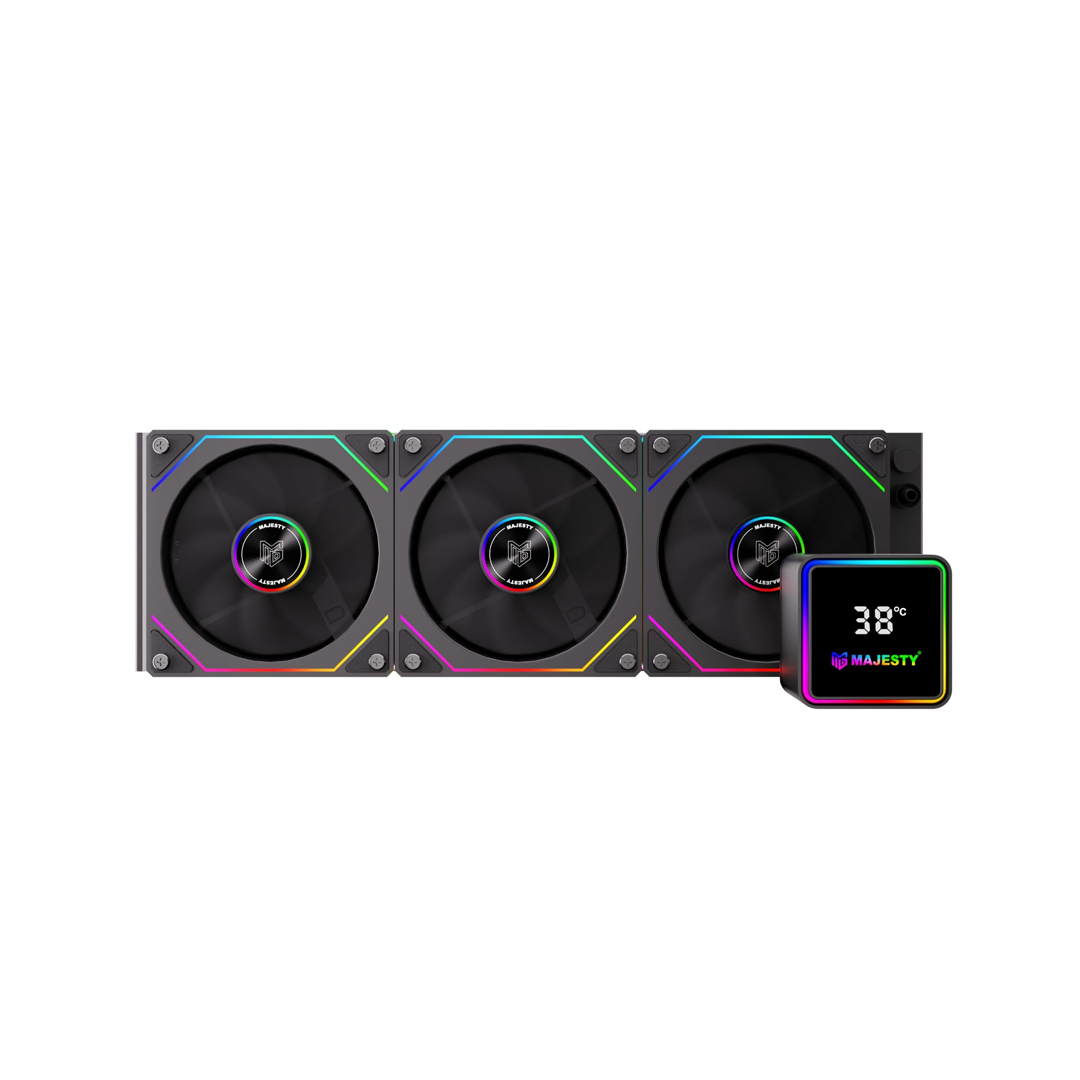 مبرد مائي ماجيستي 360mm ARGB CPU Cooler – شاشة ديجيتال 2.8 بوصة لعرض الحرارة، ثلاث مراوح 120mm، متوافق مع Intel وAMD، لون أسود - Z.177170175473673