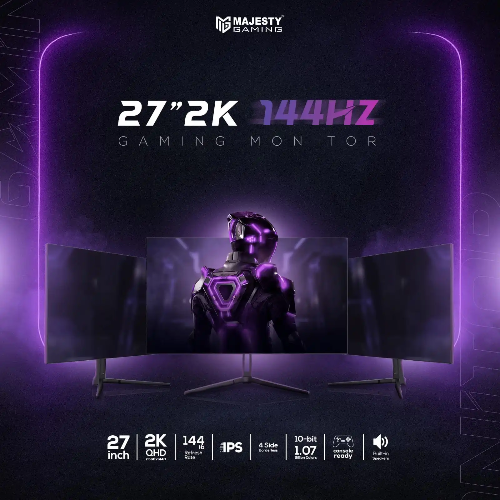 شاشة ألعاب ماجيستي 27 بوصة 2K QHD   144Hz 1ms  FAST IPS  HDR400  G-SYNC &amp; FreeSync HDMI | DP | VESA)-Z.17790258081759171