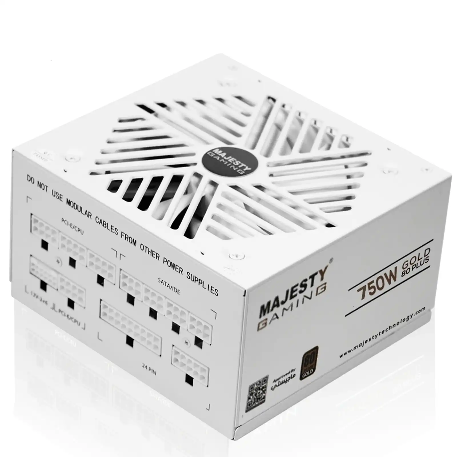 مزود الطاقة ماجيستي 750 واط ذهبي – معياري بالكامل – ATX 3.1 وPCIe 5.1 – يدعم RTX 50 – مكثفات يابانية 105° – كفاءة 80+ Gold – أبيض -Z.1779027587988872